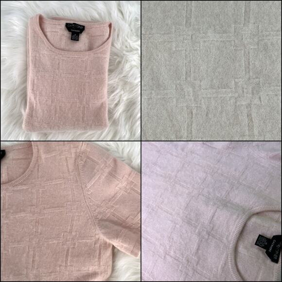 Casual Corner 100% Cashmere Short Sleeve Crew Pullover Sweater Baby Pink Medium - Picture 5 of 11